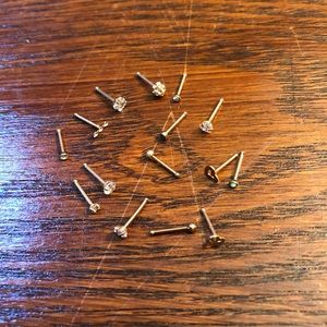 😺 15 piece rose gold nose stud set